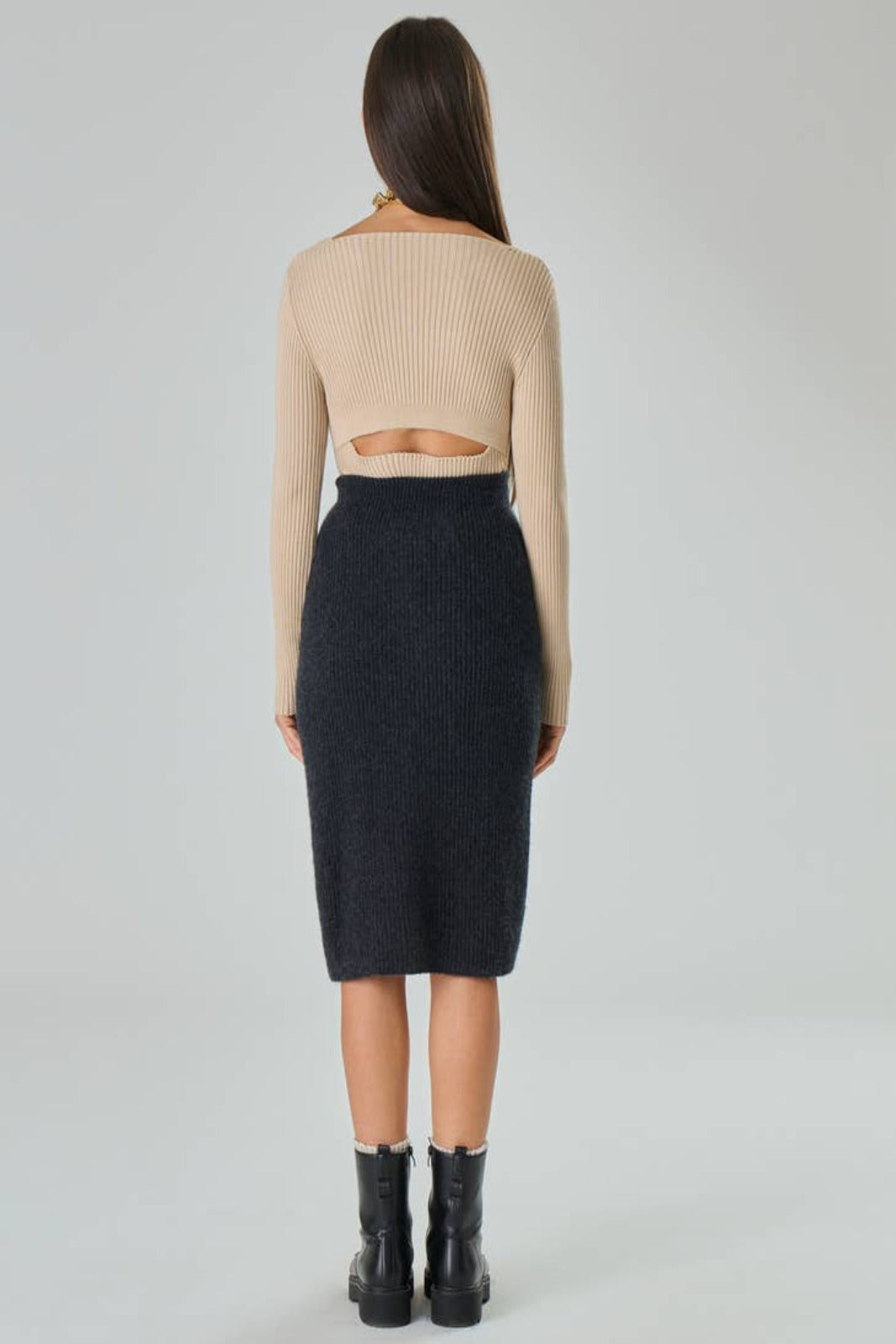 Lounguette skirt with slit in Merino Wool - Chanel 