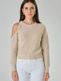 Maglia con spacco su spalla in misto Cashmere - Anastasia