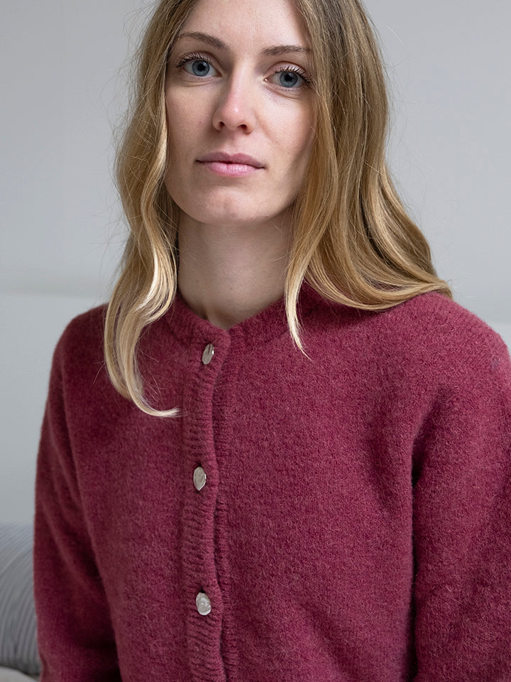 Soft grey women’s cardigan with buttons