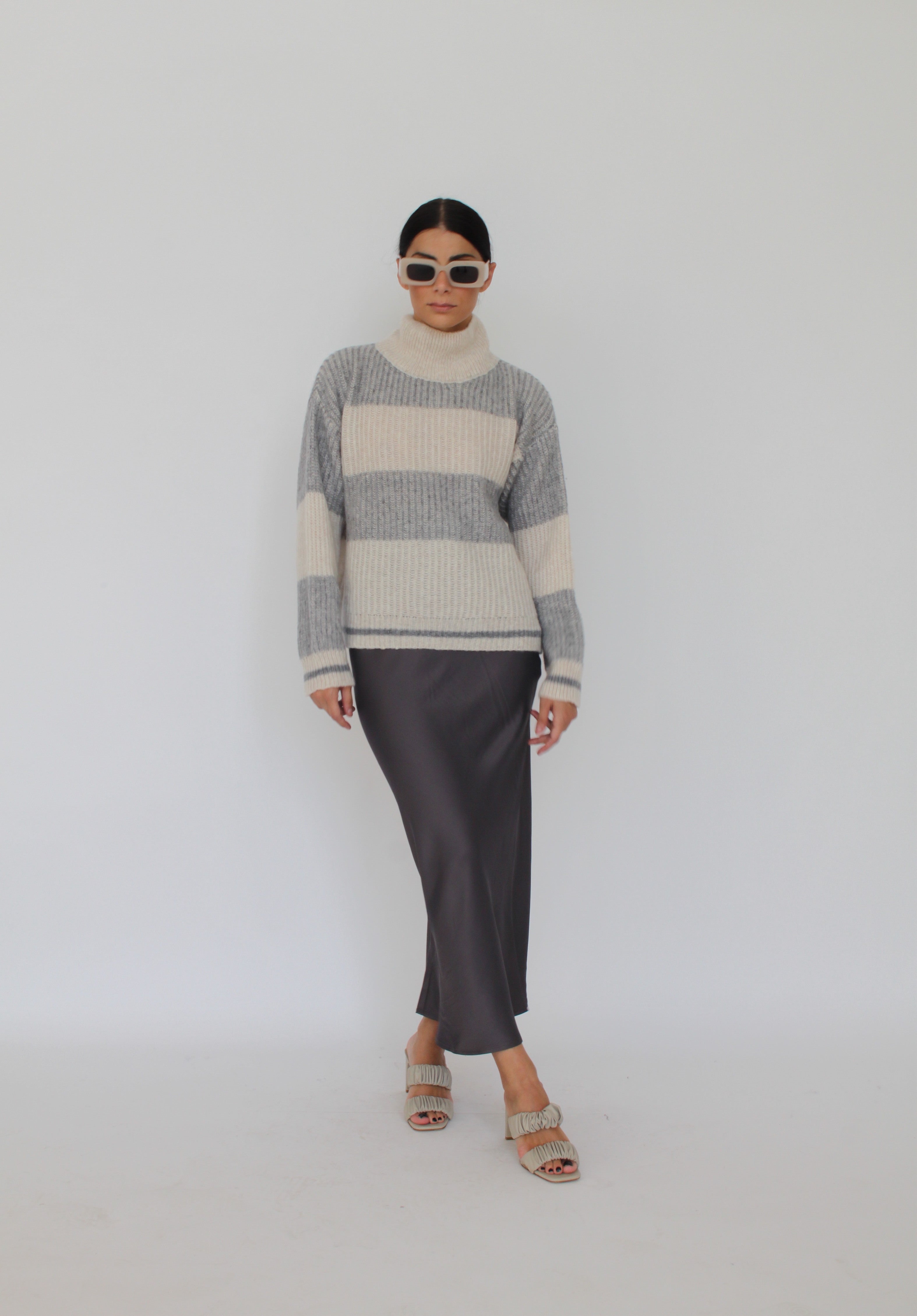 Striped Turtleneck in Merino Wool - Cassandra 