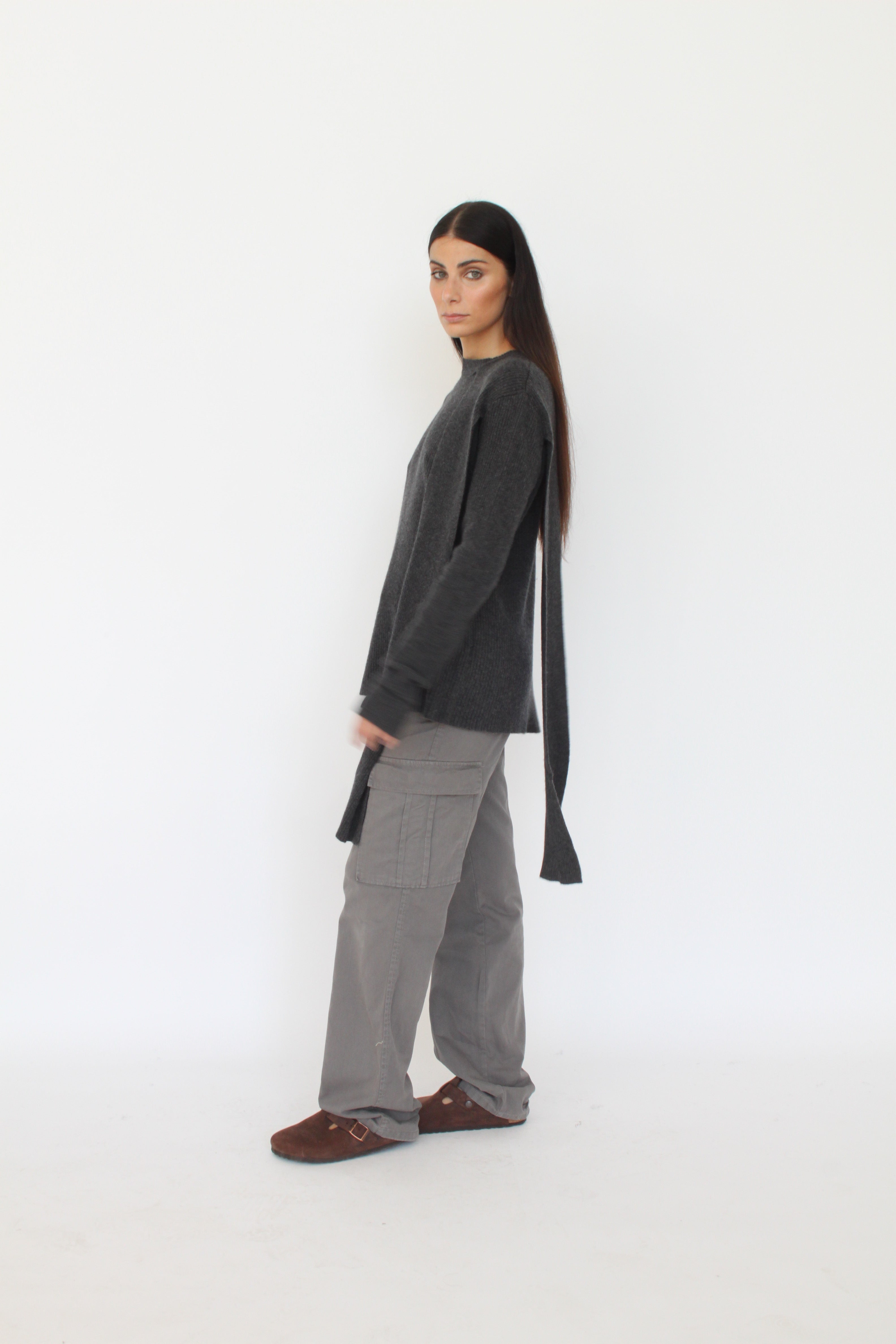 Cashmere blend crewneck with side bow - Antonia