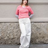 Rina short-sleeve polo in rope stitch