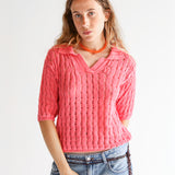 Rina short-sleeve polo in rope stitch