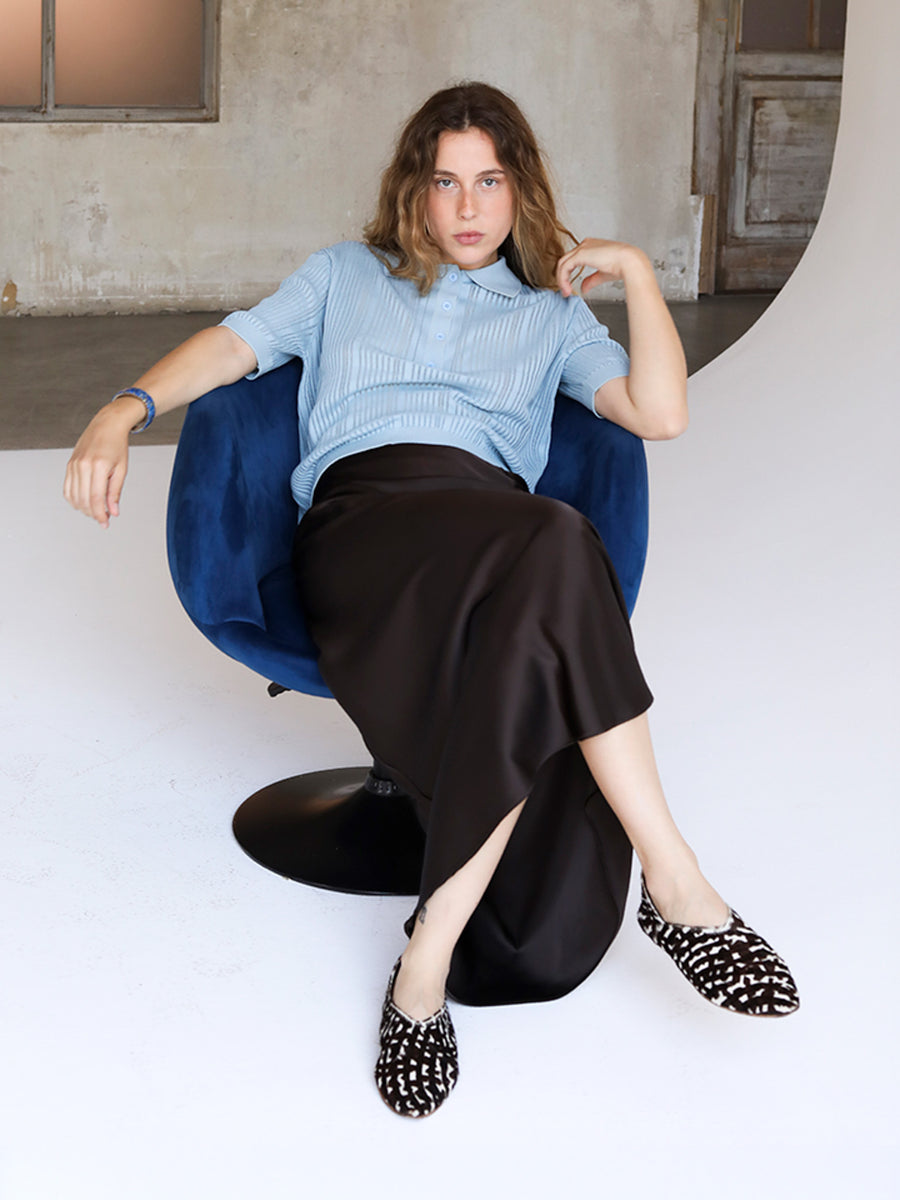 Rosanna openwork polo with buttons