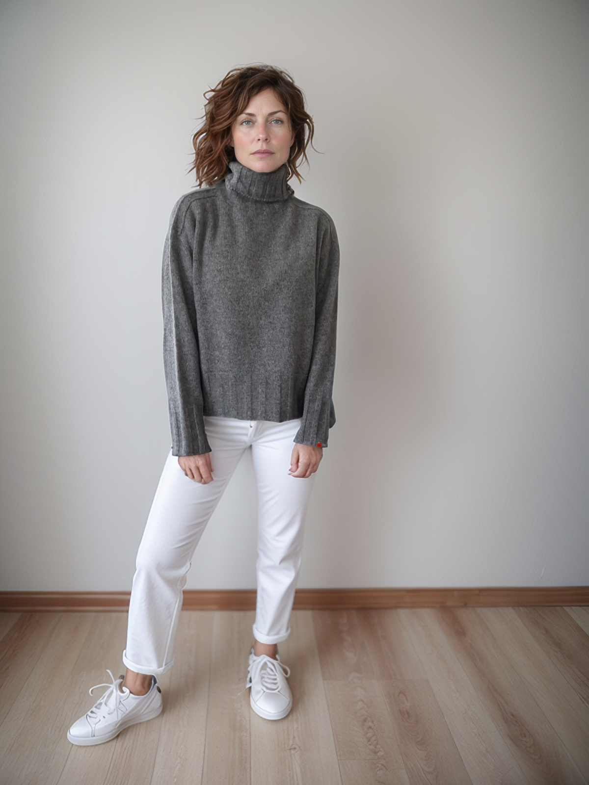 Crewneck with horizontal waves in Merinos wool - Clelia