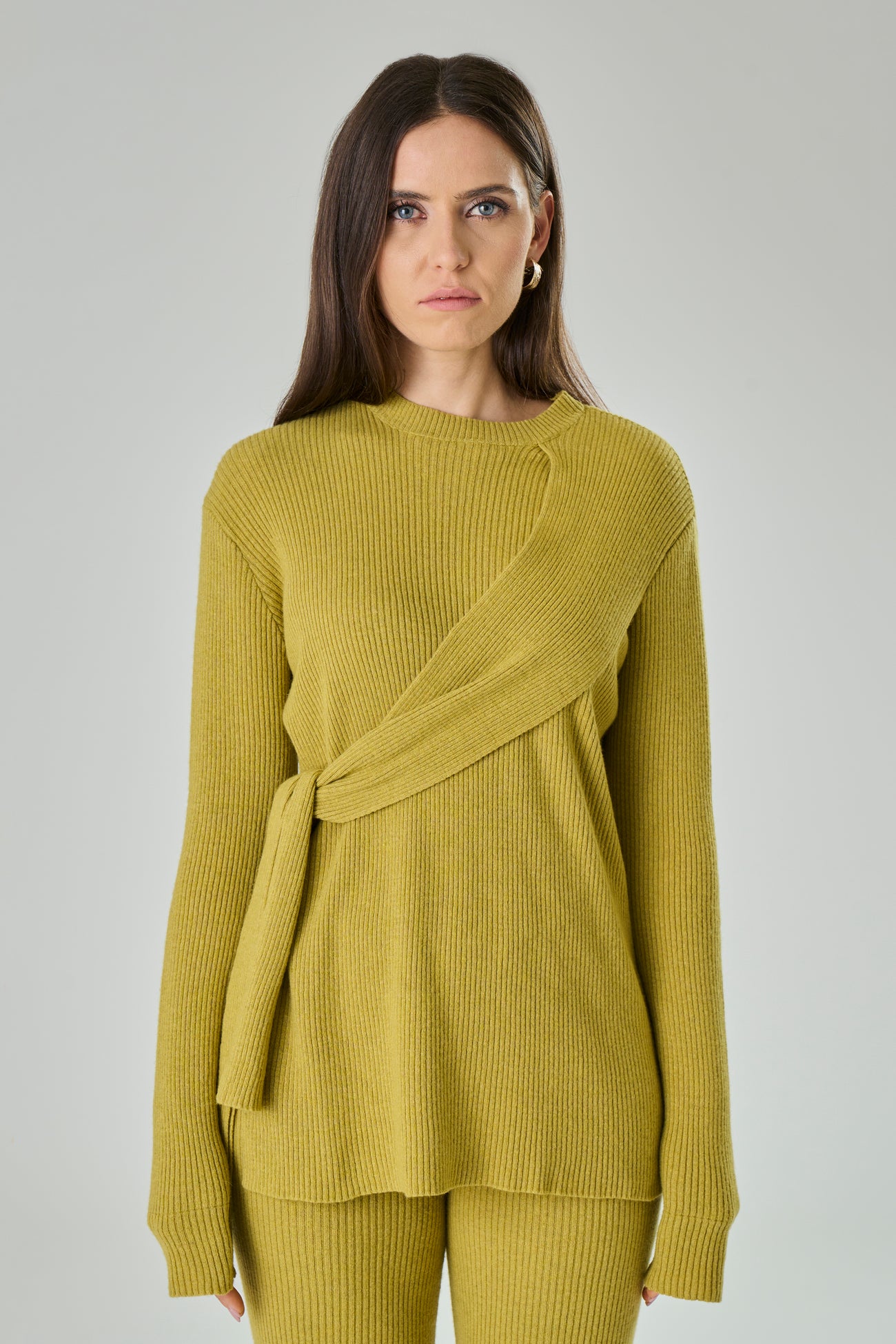 Cashmere blend crewneck with side bow - Antonia