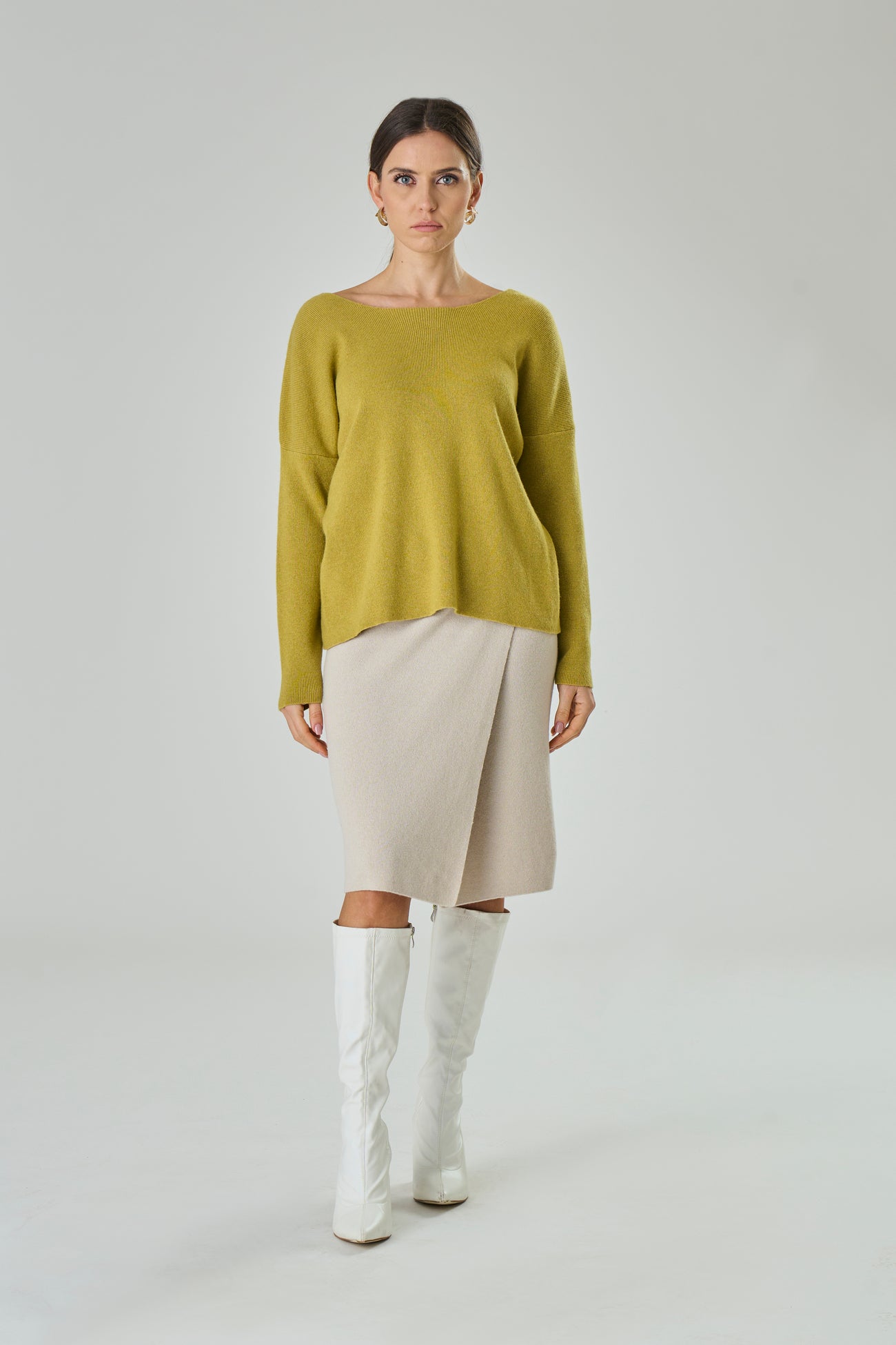 Cashmere blend sweater with cross on the back - Andrea 